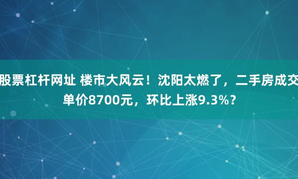 股票杠杆网址 楼市大风云！沈阳太燃了，二手房成交单价8700元，环比上涨9.3%？